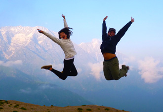 Volunteers enjoying trekking in the Himalayas