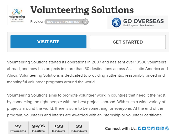 Volunteering Solutions Reviews On Gooverseas