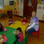 volunteer teaching a class