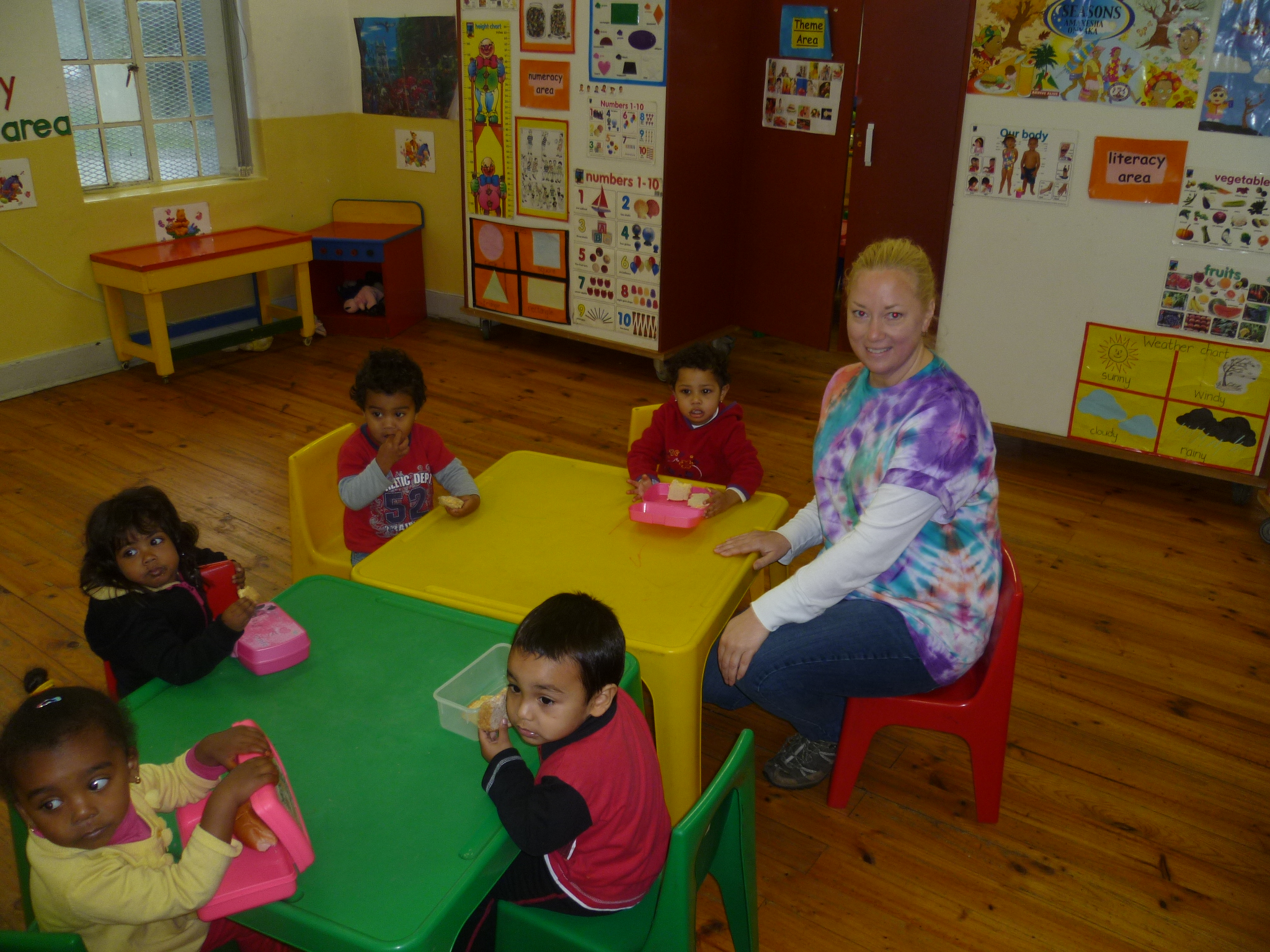 volunteer teaching a class