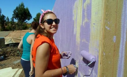 female volunteer working