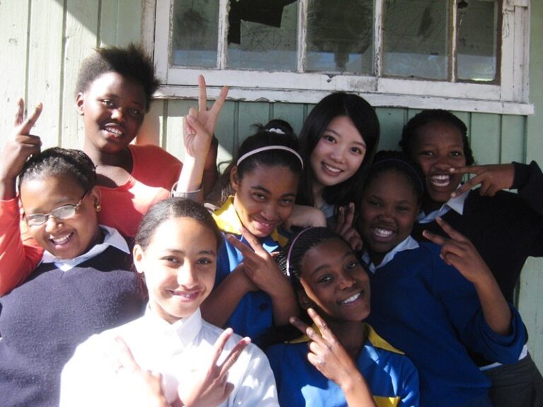 A gap year volunteer on a teaching project in South Africa