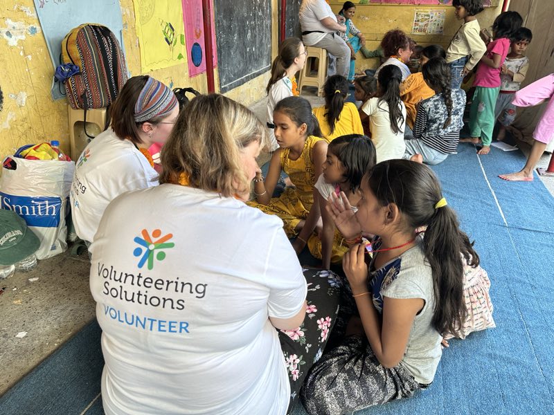 Volunteering Solutions volunteers working with children at a childcare project