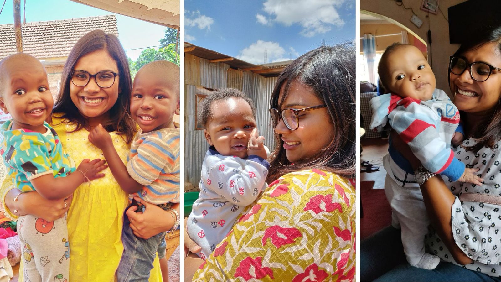 Riyanka Roy with babies and toddlers at the children’s home in Kenya